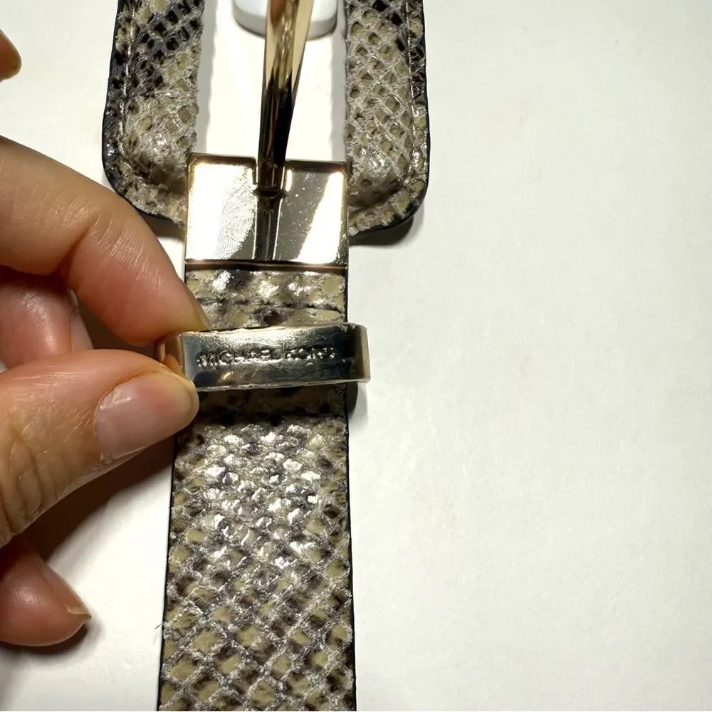 Michael Michael Kors Genuine Leather Snake Belt in Small